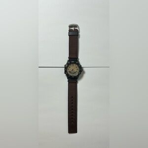 Timex Expedition Brown & Green T45181 Indiglo Alarm Chronograph Mens Watch EUC